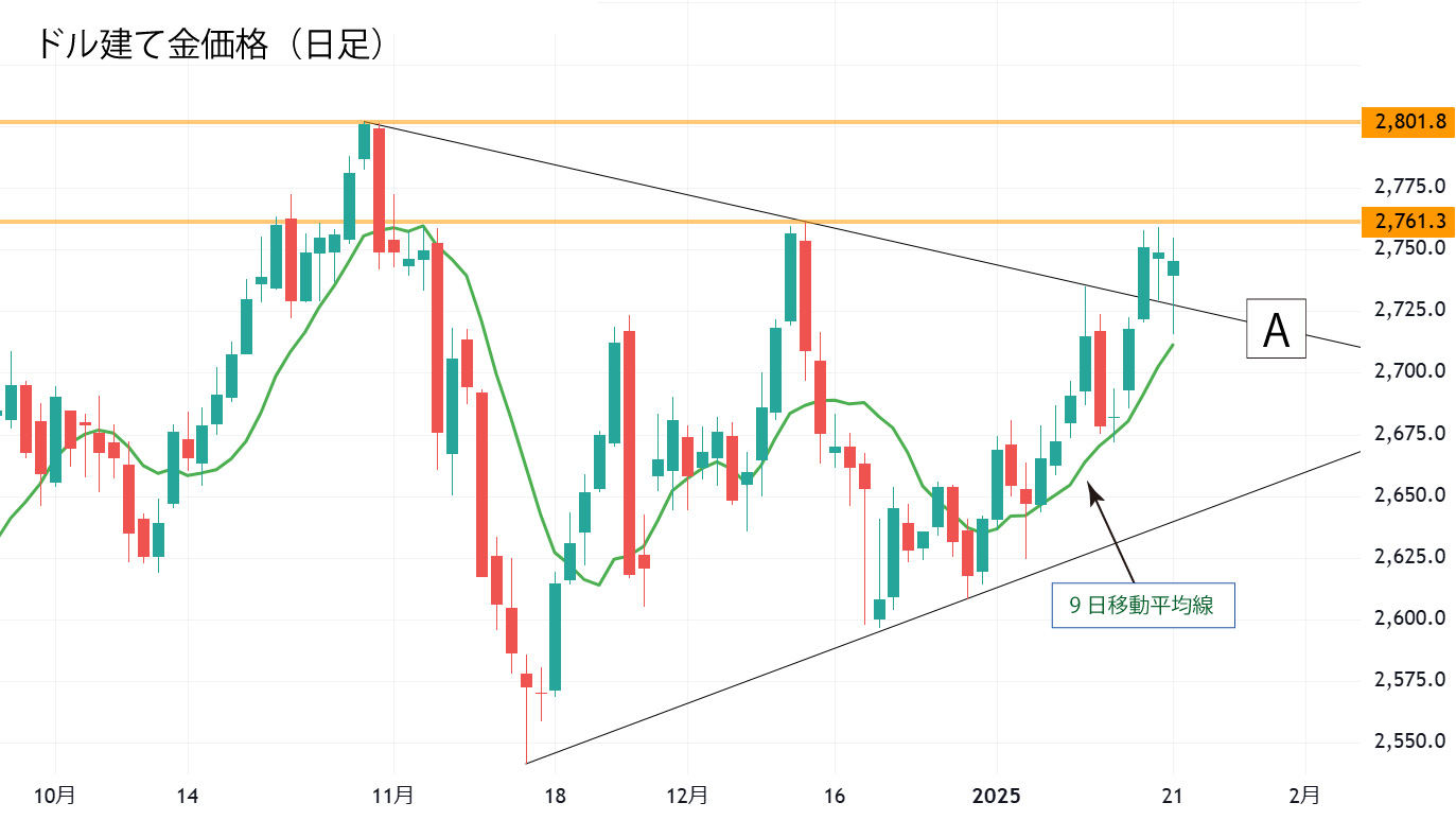 ドル建て金価格（日足）