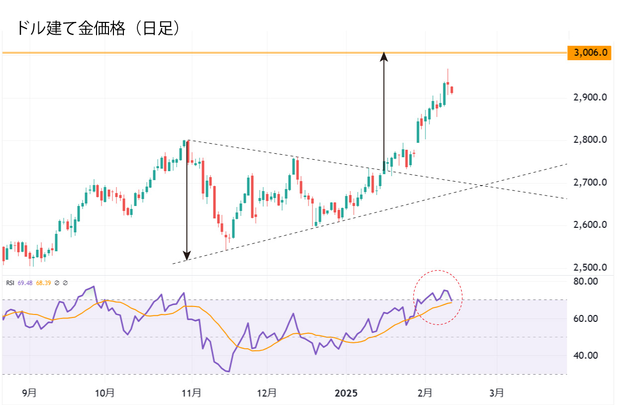 ドル建て金価格（日足）