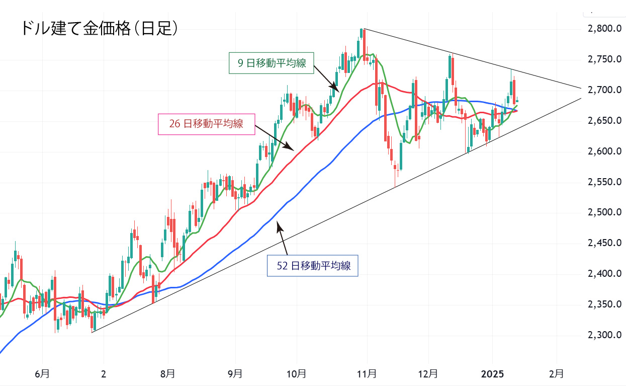 ドル建て金価格（日足）