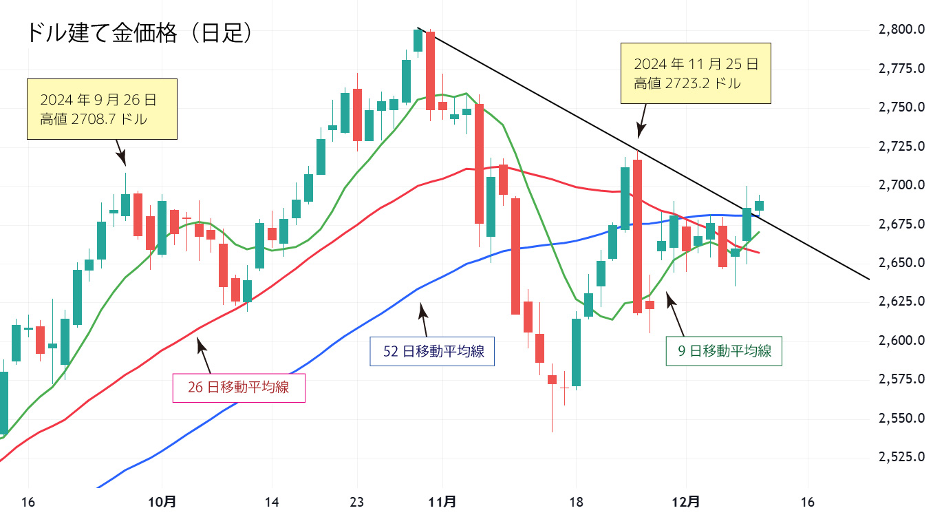 ドル建て金日足チャート