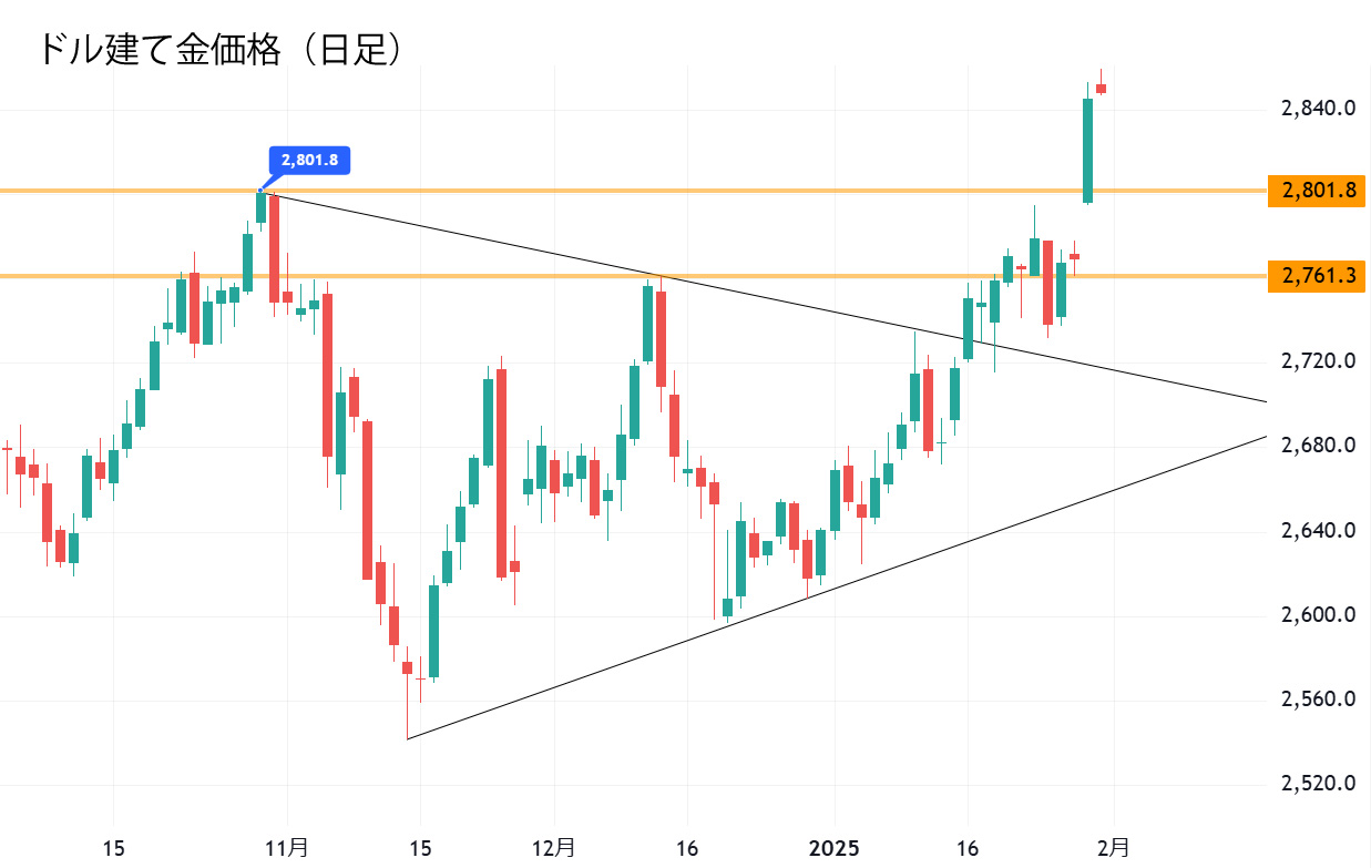 ドル建て金価格（日足）